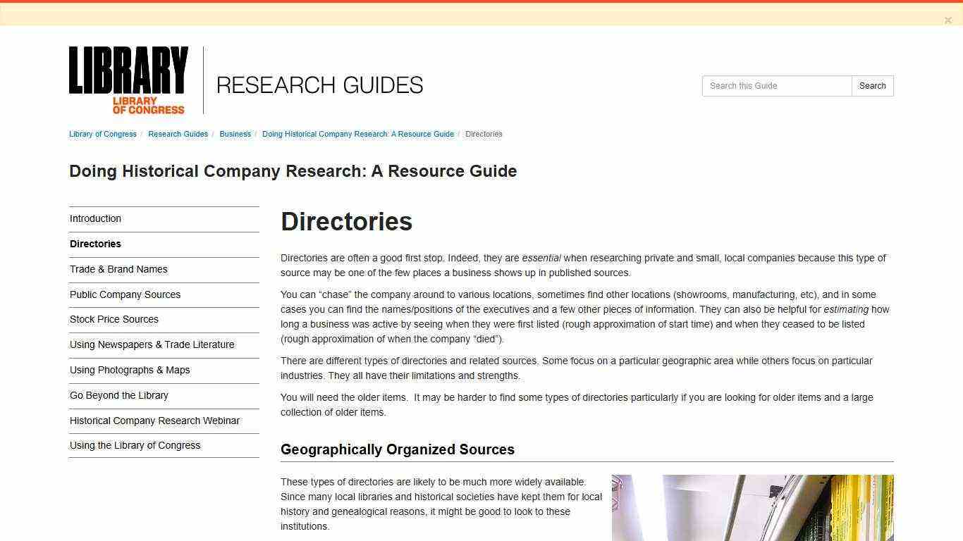 Directories - Doing Historical Company Research: A Resource Guide - Research Guides at Library of Congress